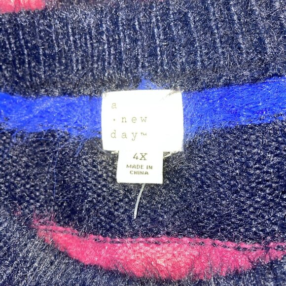 A New Day Crewneck Brushed Fuzzy Pullover Sweater Women's 4XL Colorblock - Picture 5 of 8